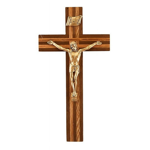 Jeweled Cross JC-5111-L Walnut Crucifix with Inlay