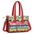 thumbnail image 2 of Teacher Tote Bag,Pioneer Flower Floral Print Pattern Teacher Utility Tote Bag,Large Work Tote Bags for Women with Multiple Pockets,Top Zipper Closure,13.8x10.6x6.7 Inch, 2 of 5