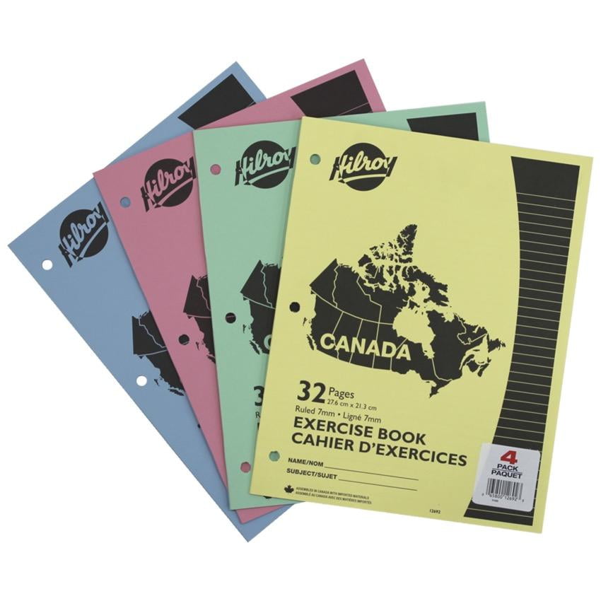 Hilroy 32 Pages Canada Stitched Exercise Book, 3 Hole Punched 4/Pack Walmart Canada