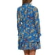 thumbnail image 3 of INSPIRAR CHIC Vestido Mini de Manga Larga Floral para Mujer con Escote Fruncido y Volantes Vestido Casual de Gasa Azul Marino M, 3 of 6