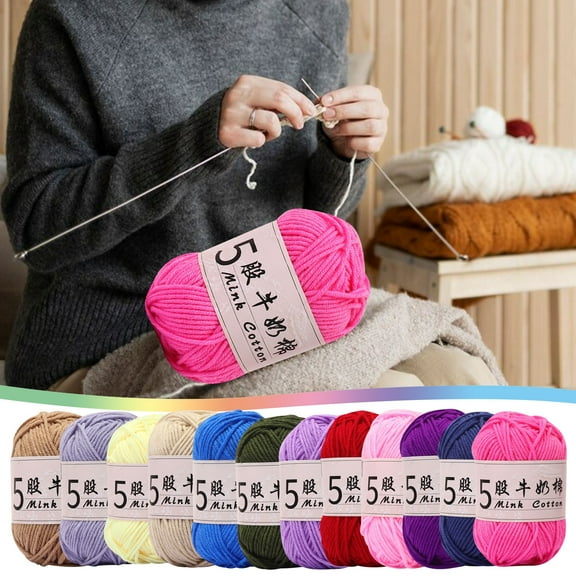 XiYing 5-Strand Milk Cotton Crochet Thread, 325M Length, 1Mm Thick Yarn for Knitting, Sweaters, Dolls, Crafts, 1 Ball