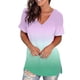 thumbnail image 5 of Gibobby Playera TéRmica Ligera Mujeres Casual Summer Tops Floral de manga corta V cuello Tee T Camisa Lados sueltos Tunic dividido（Verde， XXL), 5 of 5