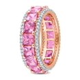 thumbnail image 2 of 5.95 Carat (Ctw) Pink Sapphire Eternity Ring Band with Diamonds in 14K Rose Gold, 2 of 7
