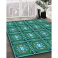 thumbnail image 3 of Ahgly Tapis Rond Lavable en Machine Intérieur Transitionnel Vert Profond, 8 Pieds Rond, 3 of 7