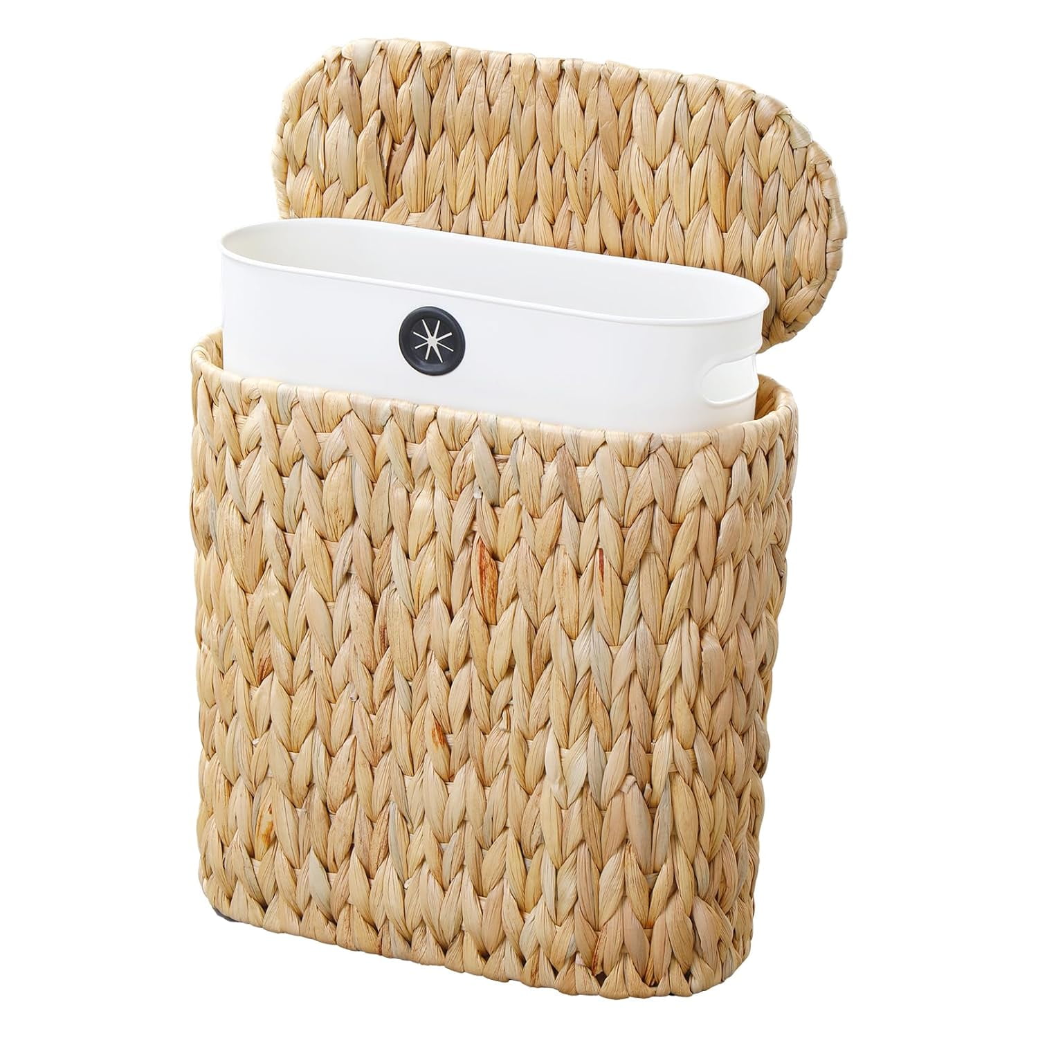 Wicker Trash Can with Lid