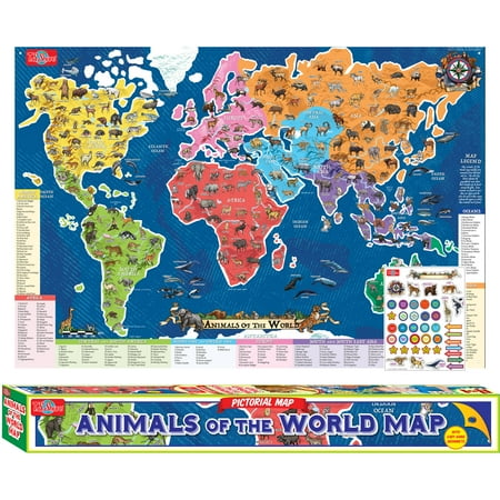 T S Shure Animals Of The World Map Pictorial Poster