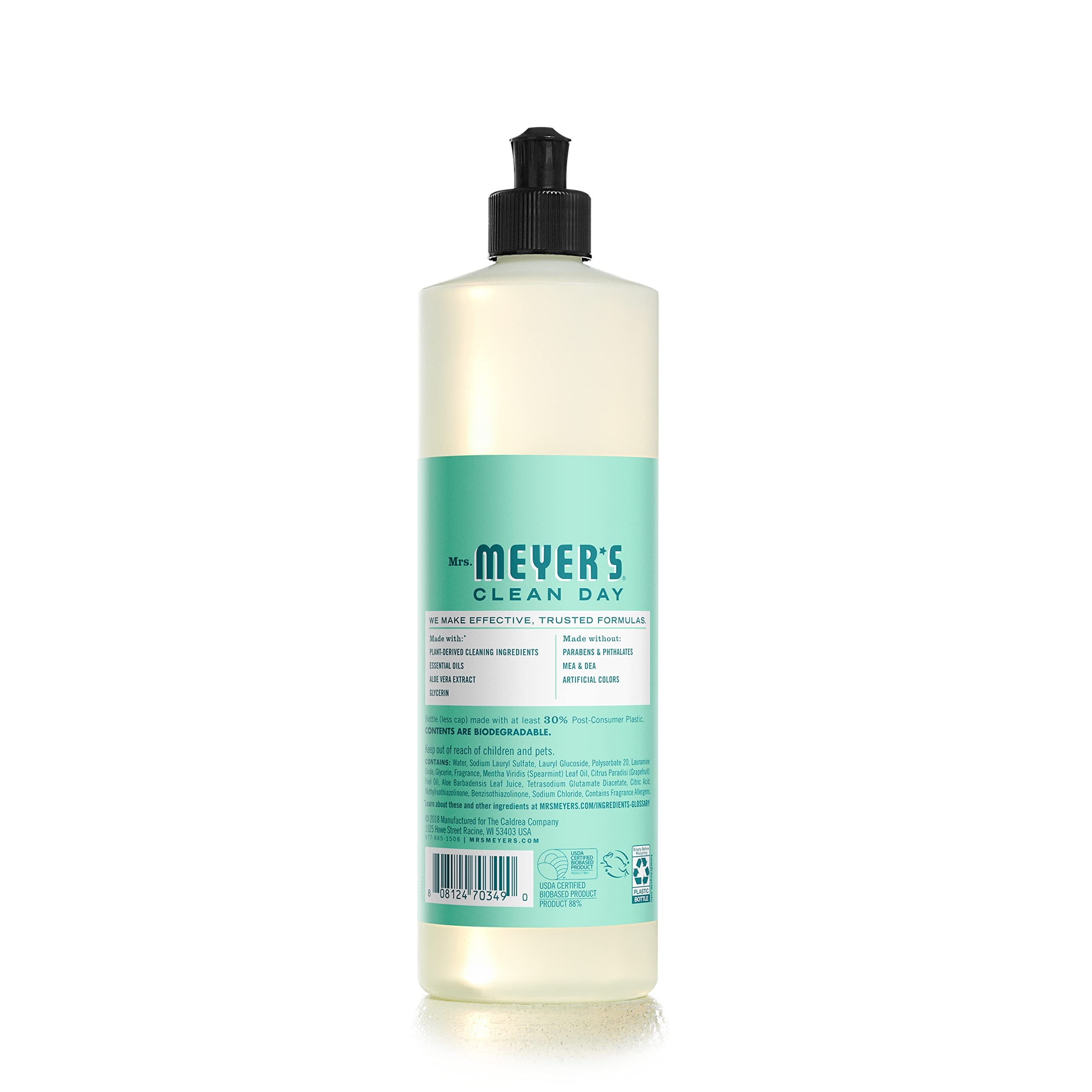 Mrs. Meyer,S Liquid Dish Soap, Biodegradable Formula, Limited Edition Mint, 16 Fl. Oz - Pack Of 3