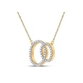 thumbnail image 2 of 10kt Yellow Gold Womens Round Diamond Double Circle Necklace 1/6 Cttw, 2 of 2