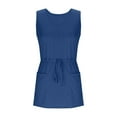 thumbnail image 4 of QATAINLAV Womens Summer Dress Casual Sleeveless V Neck Mini Dresses Tie Front Waist Beach Coverups with Pockets Blue S Spring Savings, 4 of 7