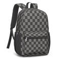 thumbnail image 2 of Gray and Black Checkered Pattern 17" School Backpacks for Teens,Waterproof Oxford Fabric,S-Shape Padded Straps for School,Travel,Hiking,Camping, 2 of 6