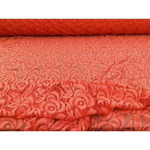 Embroidered Stretch Lace Apparel Fabric Sheer Floral Island Pink VV510