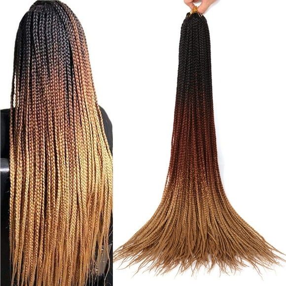 6 Packs Goddess Box Braids Crochet Hair 30 Inch Ombre Prelooped Crochet Box Braids Crochet Hair for Black Women Braiding Hair (30 Inch 6 Pack, 1B/30/27)