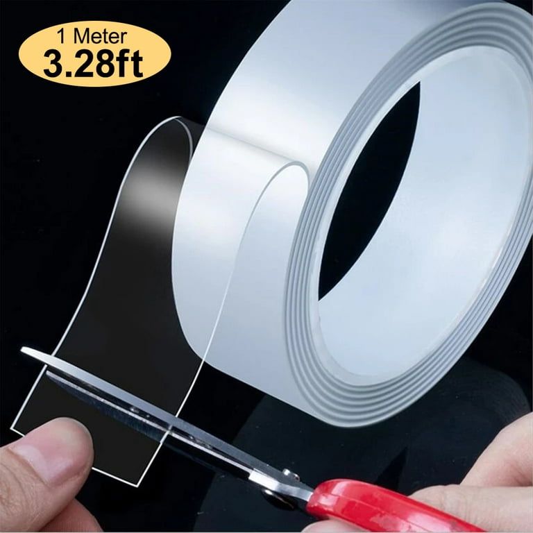 Double Sided Tape Heavy Duty(Total 3.28FT), Multipurpose Removable Mounting  Tape Adhesive Grip,Reusable Strong Sticky Wall Tape Strips Transparent