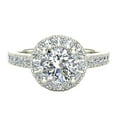 thumbnail image 4 of 1 Carat Round Brilliant Halo Diamond Engagement Ring Accented Side Stones 14K White Gold 0.52 Carat (H,SI1), 4 of 5