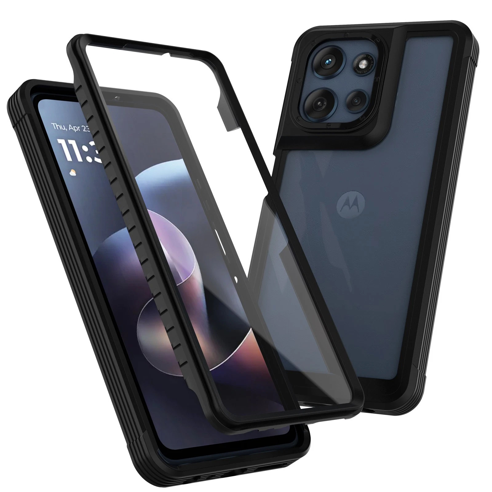 Njjex Moto G 5G 2025 Case With Screen Protector, Black photo 2