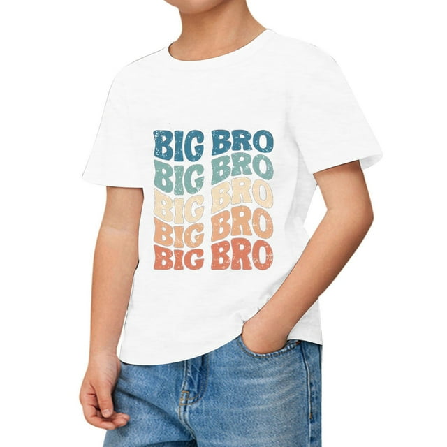 T-Shirts à Manches Courtes Garçon Enfants Garçons Été Imprimés Lettres Colorées Mode Col Rond T-Shirt Manches Courtes Hauts Été Blanc 4 Ans-5 Ans