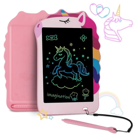 MAGOTAN 8.5 Inch Unicorn Drawing Tablet for Kids Toddler Drawing Doodle Pad Educational Toys Boys Girls Birthday Gifts Pink