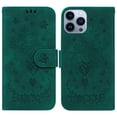 thumbnail image 1 of SaniMore for iPhone 14 Pro 6.1" PU Leather Case, Magnetic Closure Flip Wallet Embossed Cover with Wrist Strap Card Slot & Multi-Angle Kickstand Shockproof Protective Shell, Green, 1 of 7