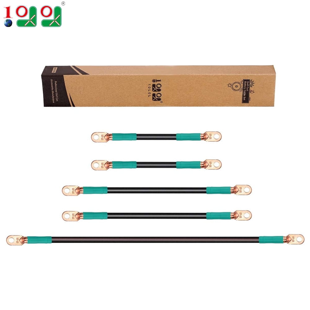 10L0L Golf Cart Battery Cable Set for EZGO TXT, Medalist, Marathon 1994-up 36 & 48 Volt -4 Gauge 5 Pcs