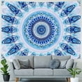 thumbnail image 4 of WYYP  Handmade Indian hippie Bohemian Psychedelic Peacock Mandala Wall hanging College Dorm Beach Throws Table Cloth Bedding Tapestry (Peacock Sky Blue, Medium 50x40inch, 4 of 6