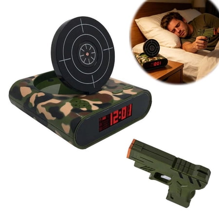 Gun Target Alarm Clock, 2 in 1 Shooting Game Interactive Wake Up Clock, LED Display, Customizable photo Gun Target Alarm Clock, 2 in 1 Shooting Game Interactive Wake Up Clock, LED Display, Customizable