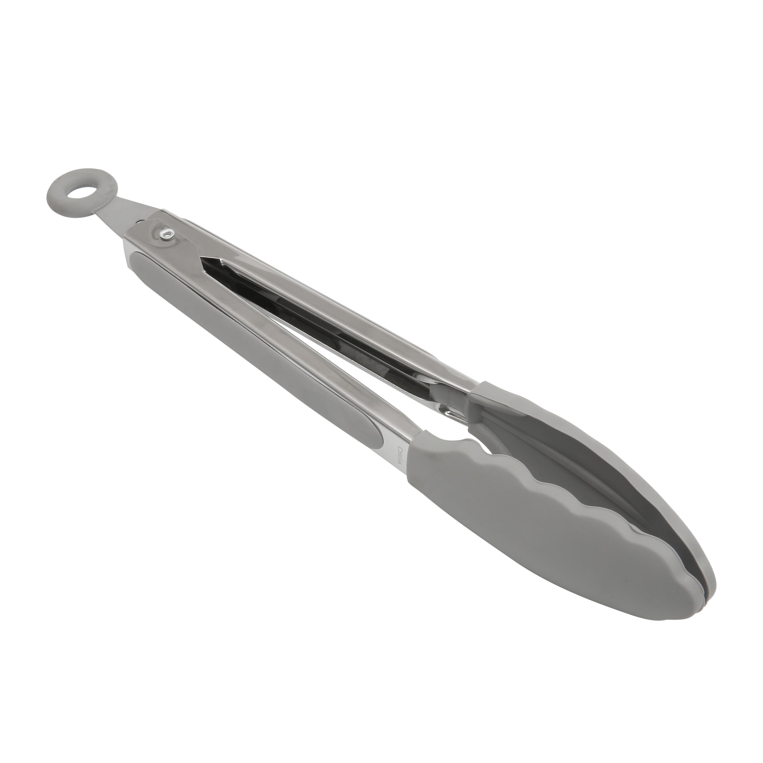 9 Stainless Steel Tongs with Silicone Head Black - Figmint™