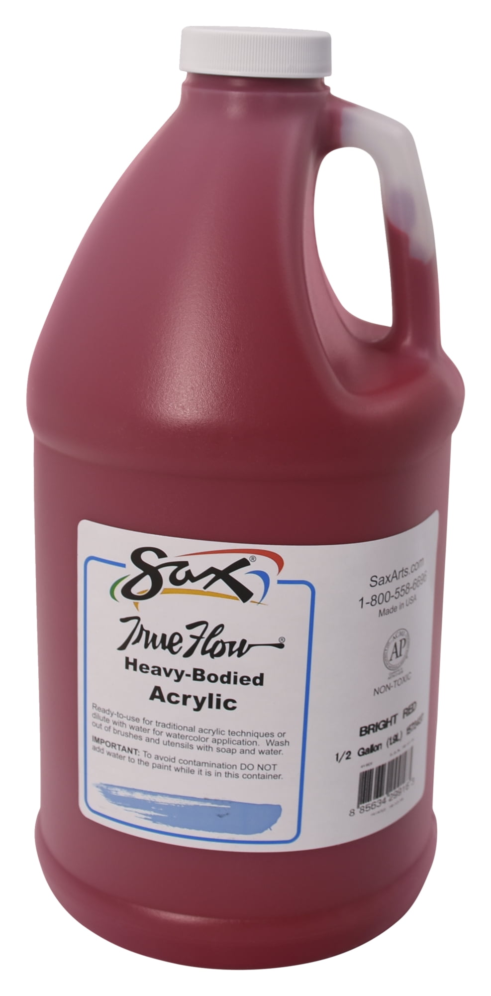 Sax True Flow Heavy Body Acrylic Paint, Half Gallon, Bright Red