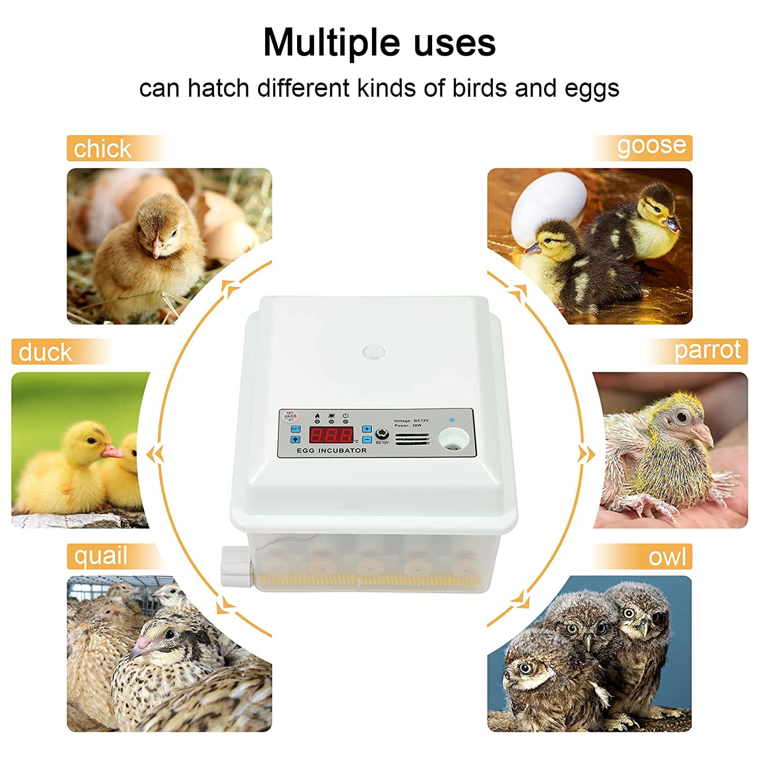  Egg Incubator, 128 Eggs Fully Automatic Poultry Hatcher Machine,  Led Candler Automatic Egg Turner Temperature Control, Chicken Incubators  Used to Hatch Chickens Bird Egg,D : Patio, Lawn & Garden