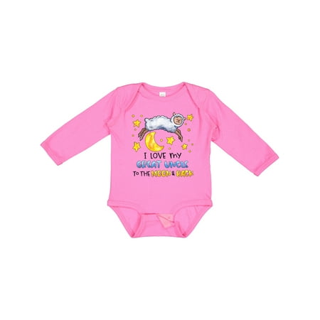 

Inktastic I Love My Great Uncle to the Moon and Back Cute Sheep Gift Baby Boy or Baby Girl Long Sleeve Bodysuit