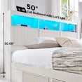 thumbnail image 6 of Aitjunz Modern King Size Bed Frame with 50" Tall Storage Headboard, 4 Under-Bed Storage Drawers, Fluted Wood Platform Bed w/ LED Lighting and Charging Station, No Box Spring Needed, White, 6 of 7