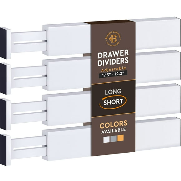 Separadores de cajones Bambüsi ajustables de bambú de 2,6 cm de altura, paquete de 4