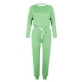 thumbnail image 4 of Scyoekwg Womens 2 Piece Sets Dressy Sweatsuit Fall Outfits Long Sleeve Sweatshirt Drawstring Sweatpant Casual Matching Outfits Fashion Sweatsuits (Mint Green,M), 4 of 5