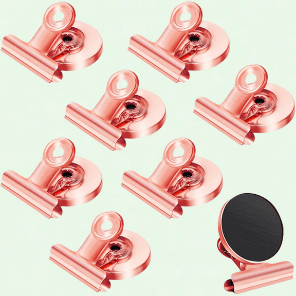 Refrigerator Magnets Rose Gold, 8 Pack Magnetic Clips for Fridge, Whiteboard, Photo Displays