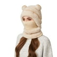 thumbnail image 5 of DAMAI 3 in 1 Beanie Hat with Scarf and Mask, Women's Outdoors Windproof Scarf Hat, Ski Mask Fleece Balaclava, Windproof Warm Adjustable with Fleece Lining Hat, 5 of 8