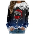 thumbnail image 2 of SwiftWear Xmas Sweatshirts for Women Snowflake Wine Glass Print Top Casual Long Sleeve Crewneck Shirts for Holiday Party 2XL, 2 of 5