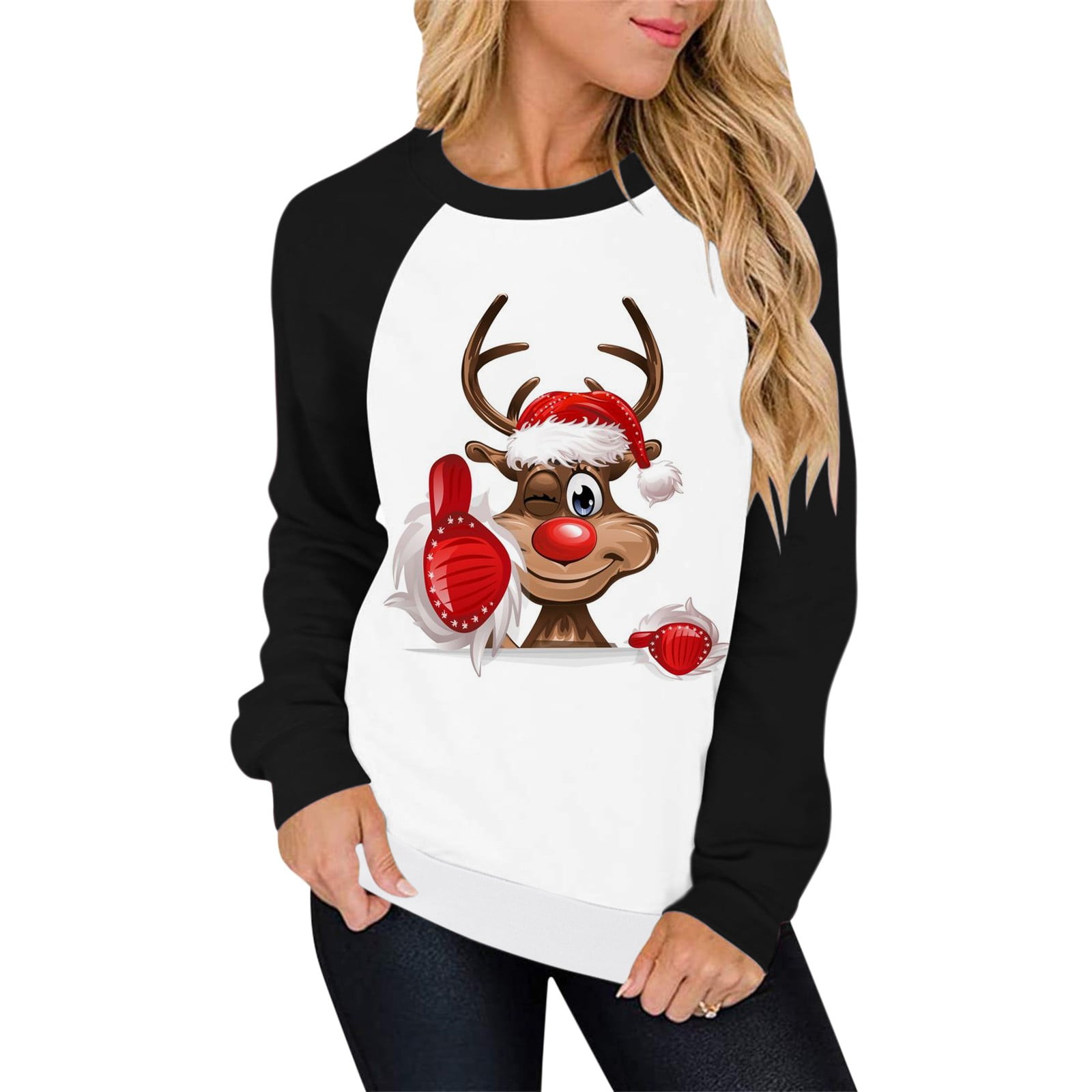Xmas Holiday Sweatshirt Winter Women Jacket Graphic Printed Pullover Crew  Neck Blouse Long Sleeve Fashion Cardigan Mid Length Warm Coat - Walmart.com