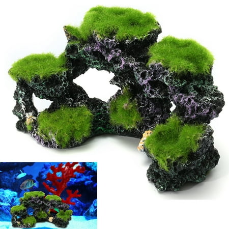 Aquarium Mountain View Resin Coral Reef Moss Rock Cave Stone Fish Tank Ornament (Best Reef Aquarium Fish)