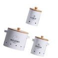 thumbnail image 3 of Container de almacenamiento de vegetales de 3 piezas lata de almacenamiento de vegetales con agujero de ventilación Metal Farmhouse Canista de cocina Blanco, 3 of 9
