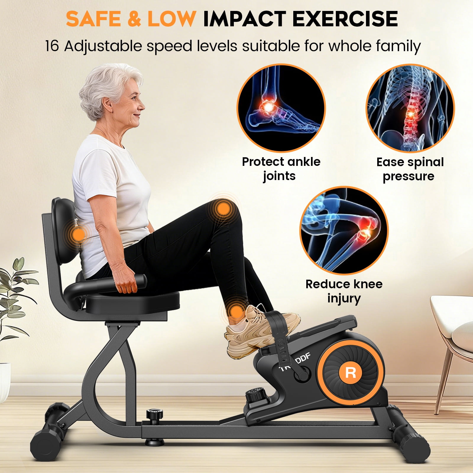 TRMDDF Workout Home Cycling Magnetic Recumbent Exercise Bike Fitness Cardio Indoor Cycling Bike 220lbs