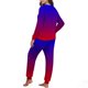 thumbnail image 5 of Conjunto de pijama informal de invierno para mujer, de doble cara, con cuello redondo estampado, manga larga, top anudado a mano, pantalones con cordón ajustable, ropa de casa, blusa de poliéster., 5 of 7