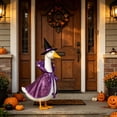 thumbnail image 6 of Porch Goose Accessory Set, Porch Goose Outfits, Halloween Porch Goose Outfit, Wizard, 23X8 Inch Red Black Lace Witch Dress with Pink Bow Accents and Matching Witch Hat for Holiday, 6 of 6