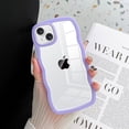 thumbnail image 3 of for Silicone iPhone 15 Case Clear Curly Wave Frame Shape Soft Flexible Cute Shockproof Hybrid Phone Cases for iPhone 15 Purple, 3 of 11
