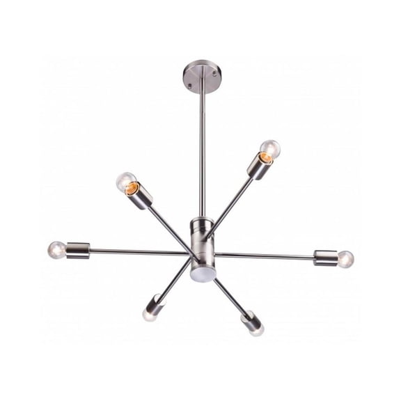 Bethel International Chandelier Shiny Nickel Iron