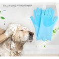 thumbnail image 2 of Guantes de baño de silicona para perros y mascotas, guantes flotantes para masaje de cabello, suministros para limpieza de mascotas, color gris ER, 2 of 5