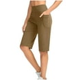 thumbnail image 2 of Besolor Womens Workout Bermuda Shorts High Waisted Stretchy Knee Length Athletic Yoga Shorts with Pockets, 2 of 9