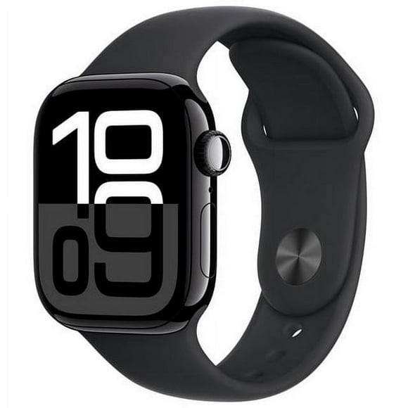 Restored Apple Watch Series 10 GPS 42mm Jet Black Aluminum Case with Black Sport Band M/L - Refurbished Fair
