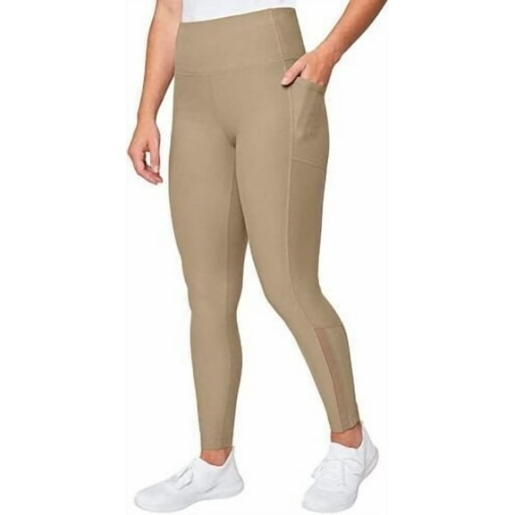 Mondetta Womens High Waist Active Legging Mesh Details Side Pockets Size: M, Color: Brindle