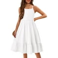 thumbnail image 4 of KISSMODA Girls Dress Casual Round Neck A Line Ruffle Sleeve Knee Length Dresses 4-13 Years, 4 of 4