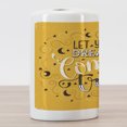 thumbnail image 3 of Saying Ceramic Toothbrush Holder, Lettering Let Your Dreams Come True Doodle Moon and Star, Decorative Versatile Countertop for Bathroom, 4.5" X 2.7", Earth Yellow Black White, 3 of 4