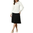 thumbnail image 2 of MODA NOVA Work Blouse for Juniors Long Sleeve Peter Pan Tops White XS, 2 of 5